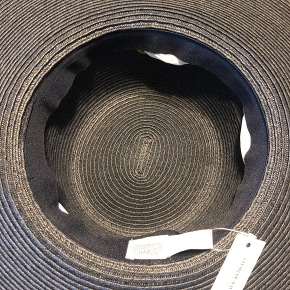 Charming Charlie Black and White Wide-Brim Hat - Picture 5 of 7